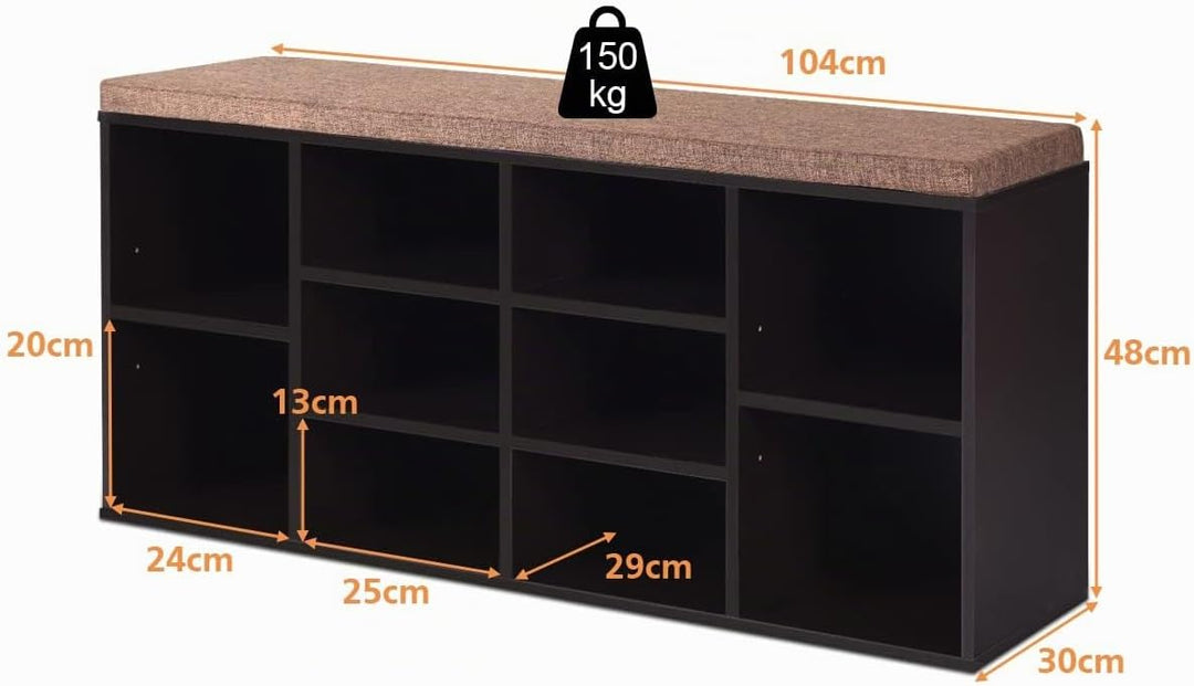COSTWAY Schuhbank mit Sitzfläche, Schuhregal Holz, Schuhkommode Schuhablage Schuhschrank, Sitzbank m