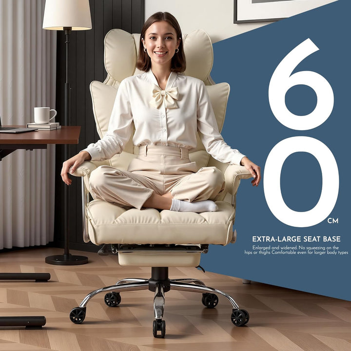 Efomao bürostuhl,PU Leder bürostuhl ergonomisch,schreibtischstuhl,Office Chair 150KG,Verstellbarer D
