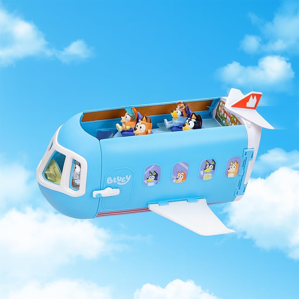 BlueY 3-in-1 Flugzeug-Spielset zum Ausklappen; Verwandlung von Flugzeug in Hotelresort & Boot! 70 cm
