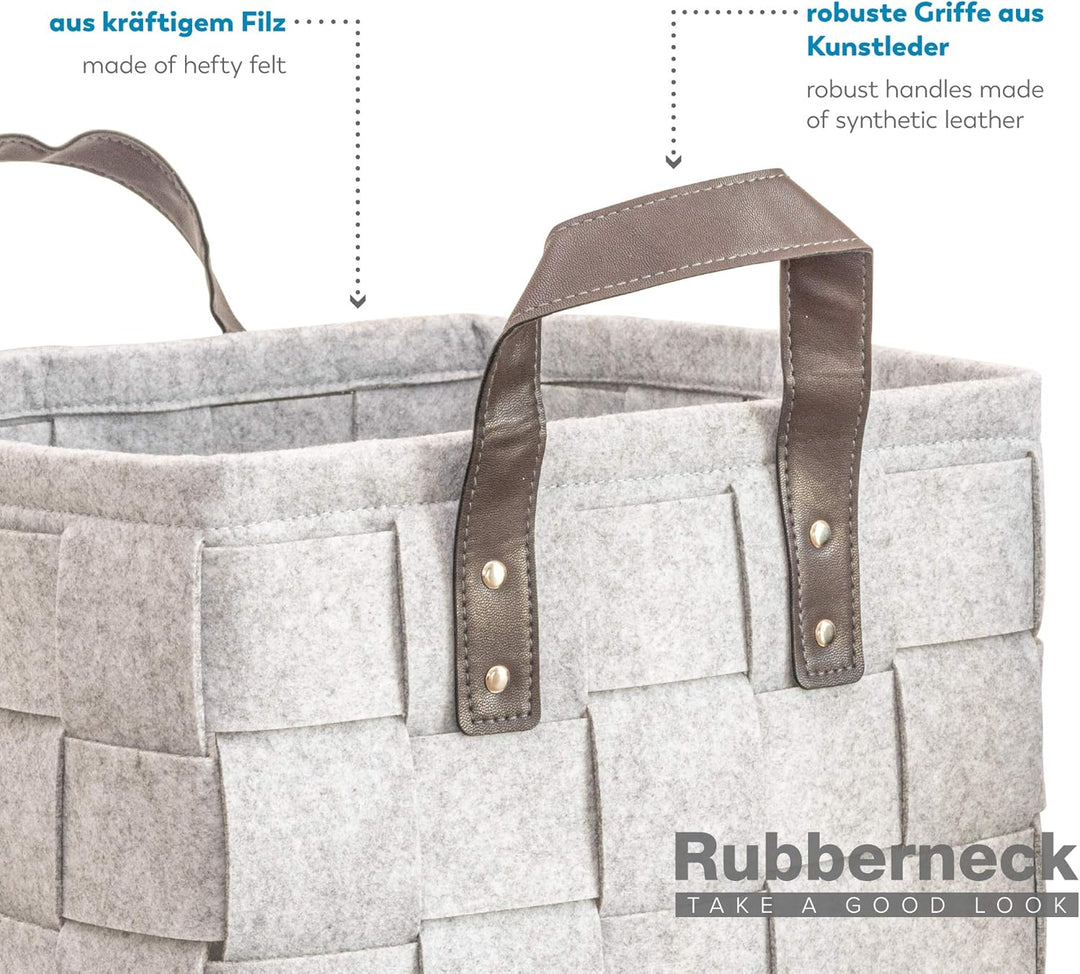 Rubberneck Filztasche mit Kunstleder Tragegriffen für Holz, Zeitungen, Kaminholz, 33 x 33 x 35 cm, H
