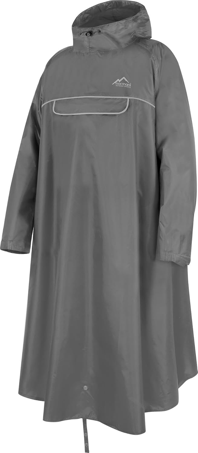 normani Unisex Regenponcho EXTRA Lang mit Ärmeln und Brusttasche für Damen und Herren - Brusttasche