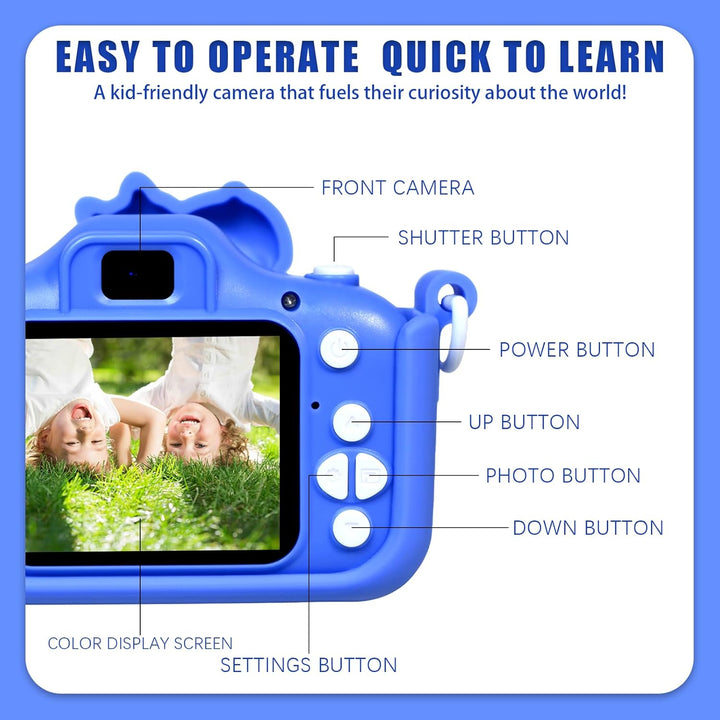 Kinderkamera, Digitalkamera Kinder 1080P 2,0"-Bildschirm Kinder Kamera mit 32GB Karte, Selfie Digita