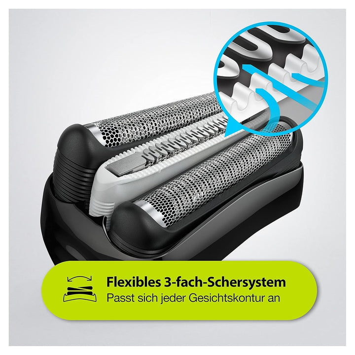 Braun Series 3 3-in-1 Elektrorasierer, Barttrimmer mit 5 Kammaufsätzen, Wet&Dry, 45 Minuten Akkulauf