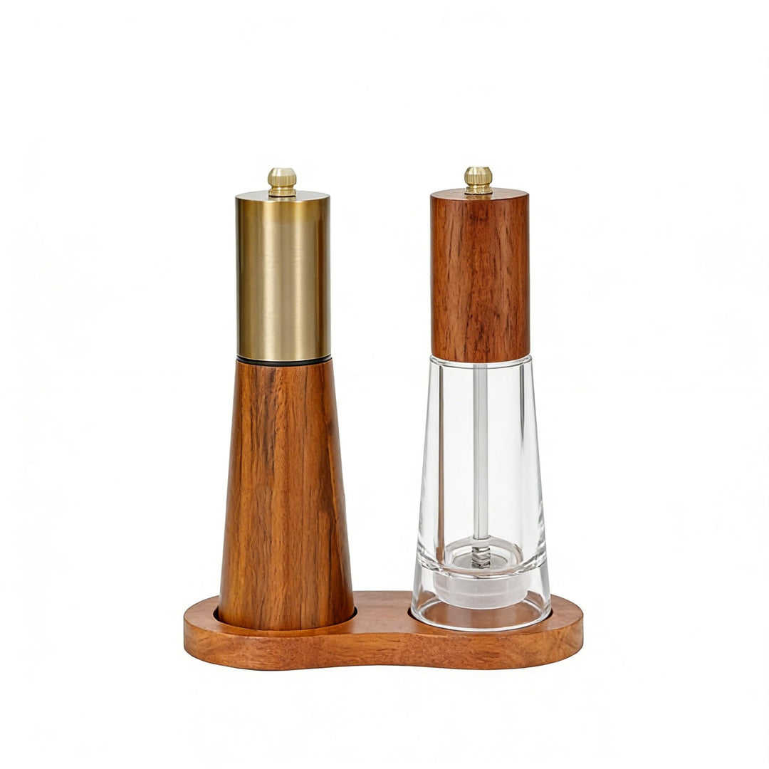 Premium Holz-Salz- und Pfeffermühle-Set mit Acrylgehäuse verstellbarem Kern | Premium-Holzsalzmühle