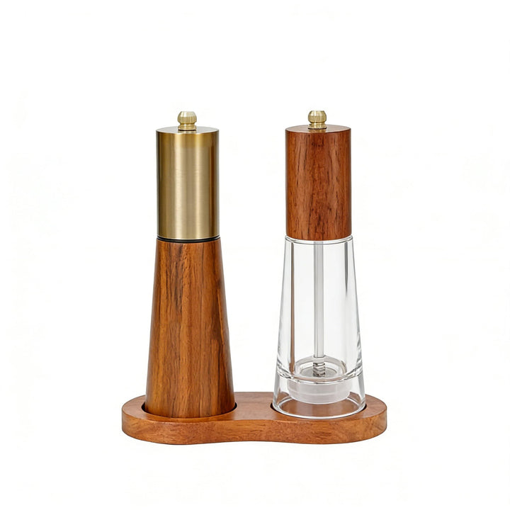 Premium Holz-Salz- und Pfeffermühle-Set mit Acrylgehäuse verstellbarem Kern | Premium-Holzsalzmühle