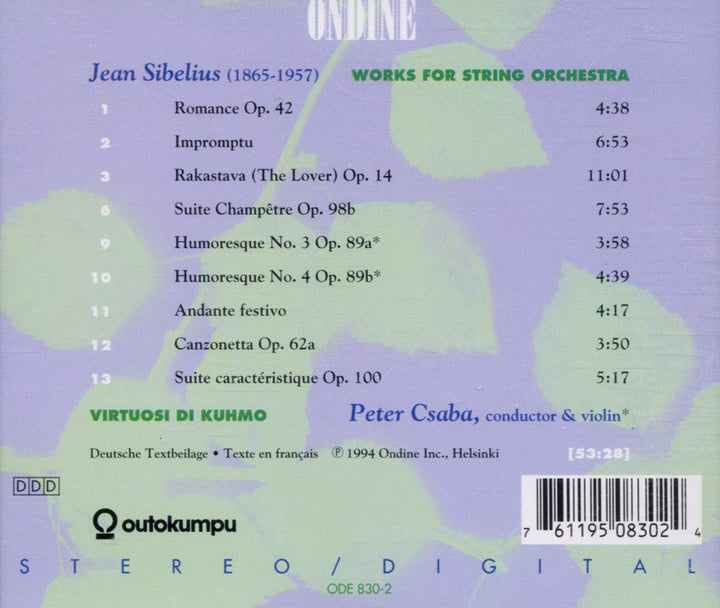 Werke für Streichorchester, Audio-CD