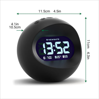 NEWGATE® Digital Centre of The Earth Wecker (Schwarz mit schwarzem LCD-Display) Black With Black Lcd