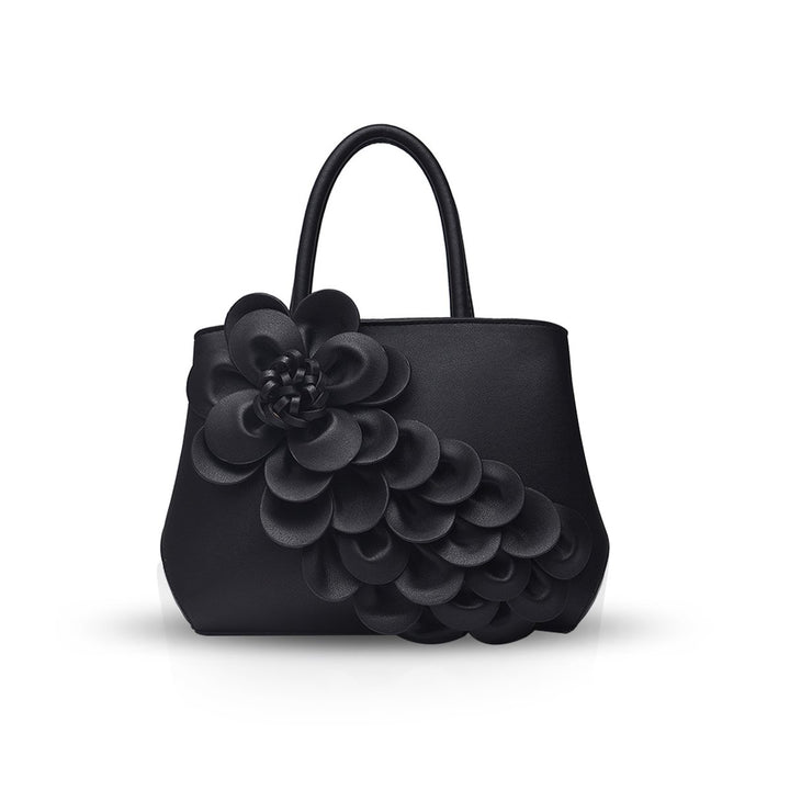 NICOLE &amp; DORIS Umhängetasche Umhängetasche Handtasche Blumenmotiv für Damen Schwarz, Schwarz