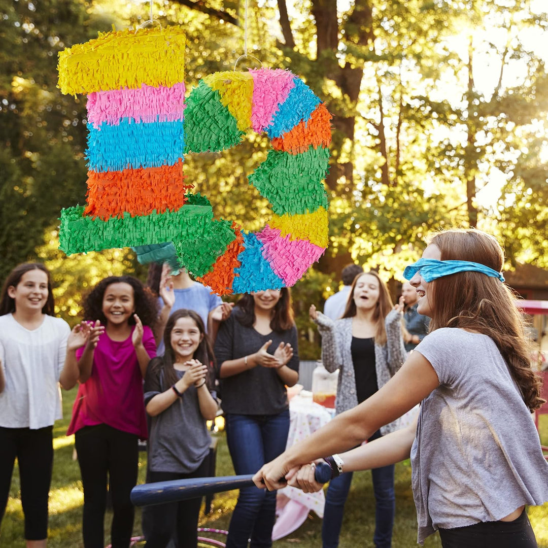 Relaxdays 4 TLG. Pinata Set Geburtstag Zahl 1, XXL Konfetti Sack, Pinatastab mit Augenmaske, Geburts