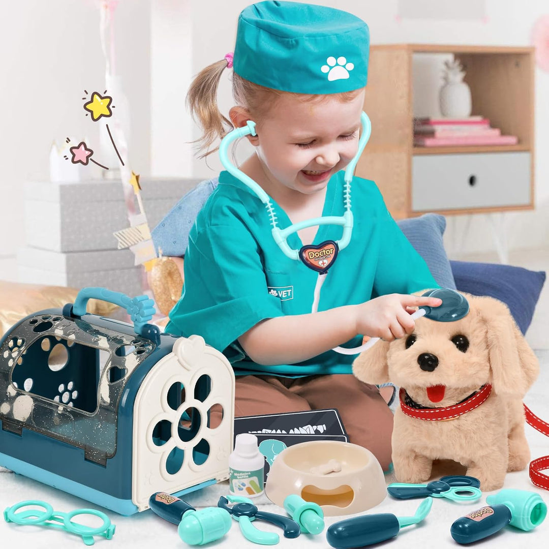 Tierarzt Spielzeug Kinder mit Elektrisch Plüsch Hund Spielzeug der Läuft Bellt Schwanzwedelt, Arzt K