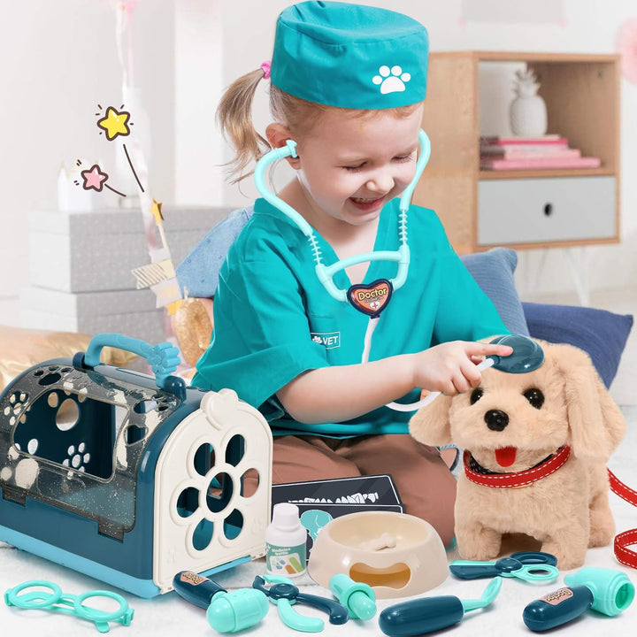 Tierarzt Spielzeug Kinder mit Elektrisch Plüsch Hund Spielzeug der Läuft Bellt Schwanzwedelt, Arzt K