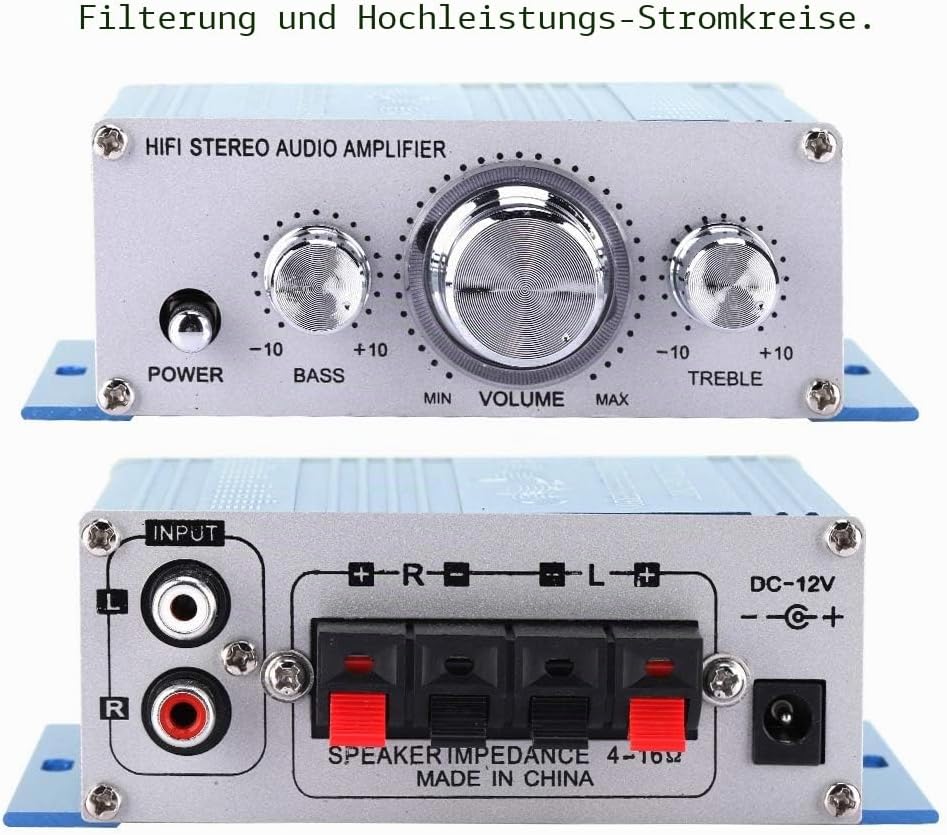 Bewinner Auto Amplifier,Digitaler Audio Vier Kanal Verstärker,HiFi Audio Musik CD DVD MP3 FM Player