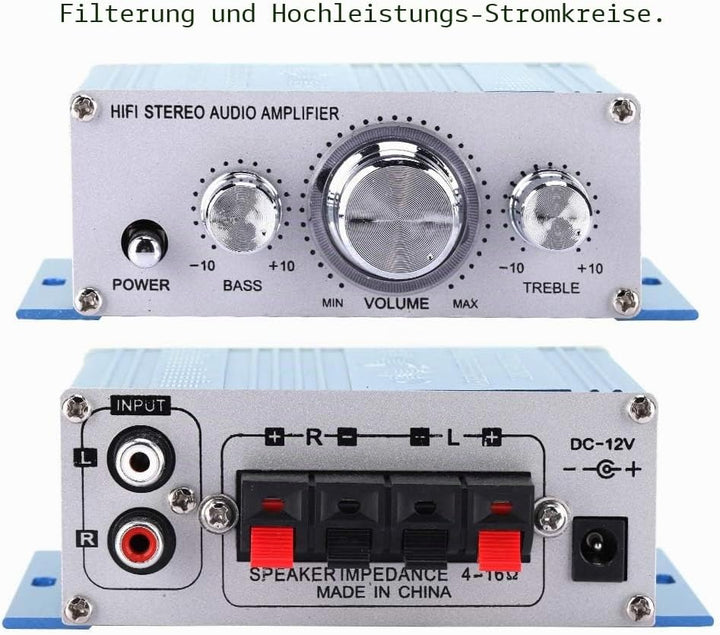 Bewinner Auto Amplifier,Digitaler Audio Vier Kanal Verstärker,HiFi Audio Musik CD DVD MP3 FM Player