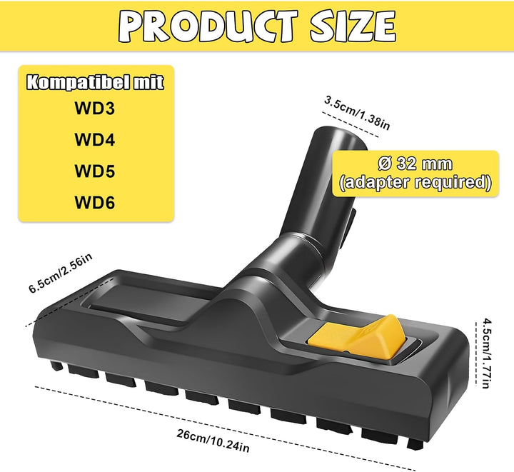 Bodendüse Kompatibel mit Kärcher Trockensauger WD3, WD4, WD5, WD6 Trockensaugdüse Kärcher Staubsauge