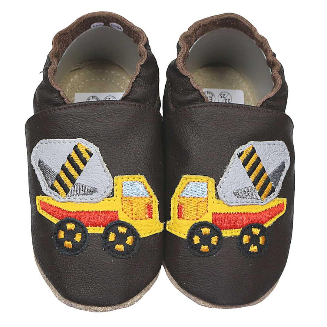 HOBEA-Germany Kitaschuhe Safestep, Kinderhausschuhe, Lederschuhe 22/23 EU Betonmischer Braun, 22/23