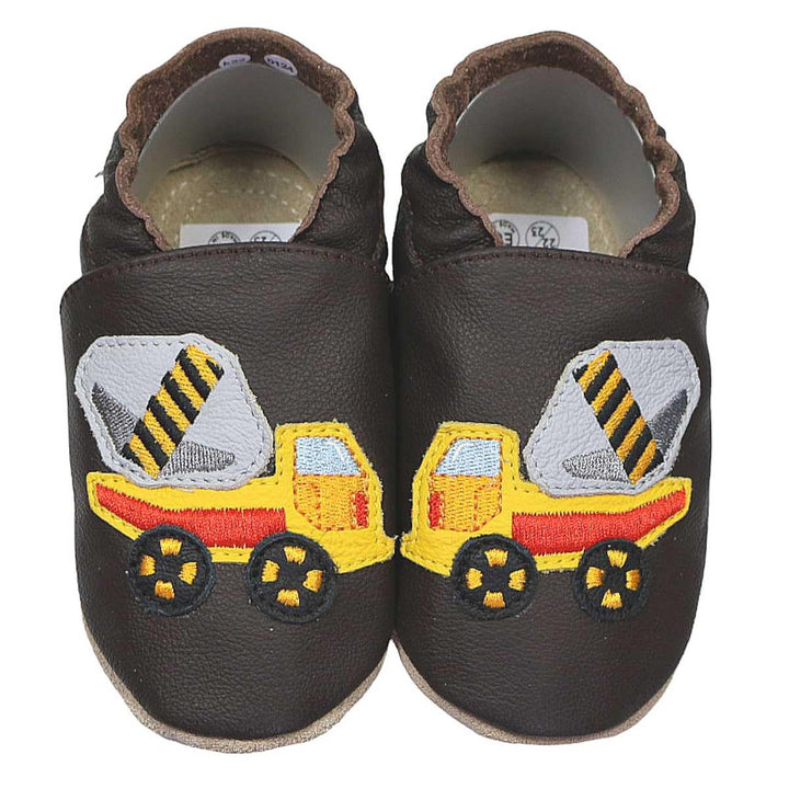HOBEA-Germany Kitaschuhe Safestep, Kinderhausschuhe, Lederschuhe 22/23 EU Betonmischer Braun, 22/23