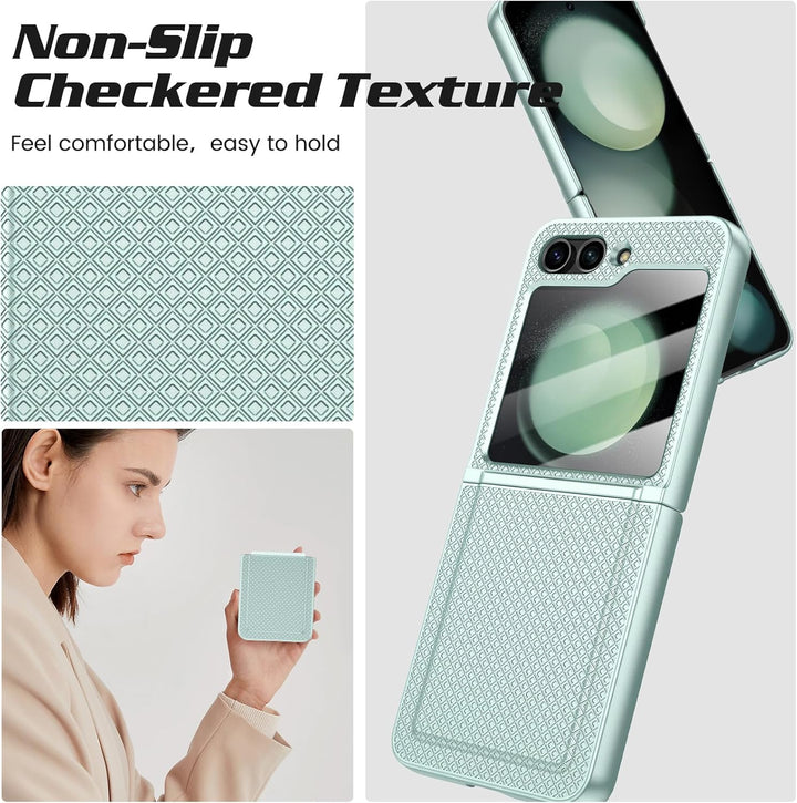 Doeshine for Samsung Galaxy Z Flip 5 Hülle mit Scharnierschutz & Displayschutzfolie, Rutschfester Te