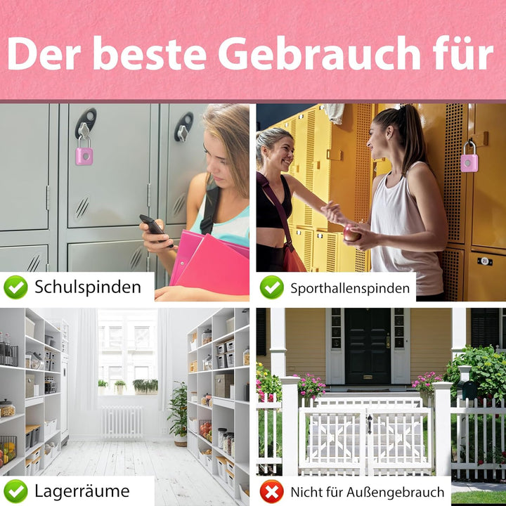 Fingerabdruck Vorhängeschlos eLinkSmart Chliessfachschloss für Mädchen und Frauen im Fitnessstudio R