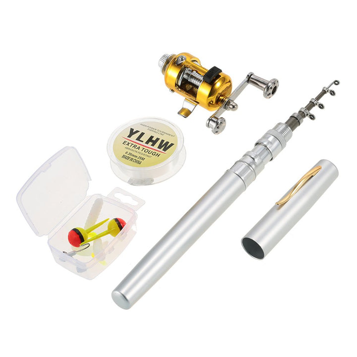 Lixada Mini Angel Reel Combo Kit, Pen Angelrute + Fishing Wheel + Angelschnur + Weiche Köder + Hooks