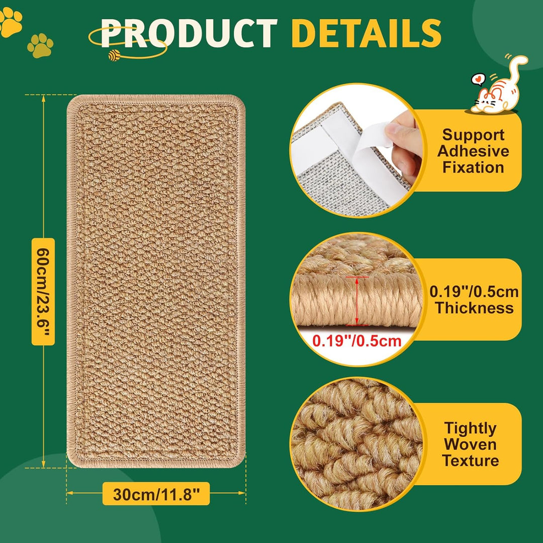 ENONCI Kratzmatte aus Sisal, Kratzmatte für Katzen, mit Klebeband, 60x30cm Katzenkratzmatte, Teppich