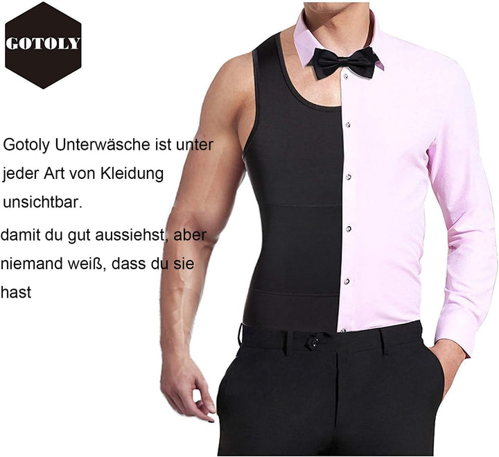 Gotoly Herren Unterhemden Shapewear Workout Tank Tops Kompressionsshirt Muskelshirt Abnehmen Body Sh