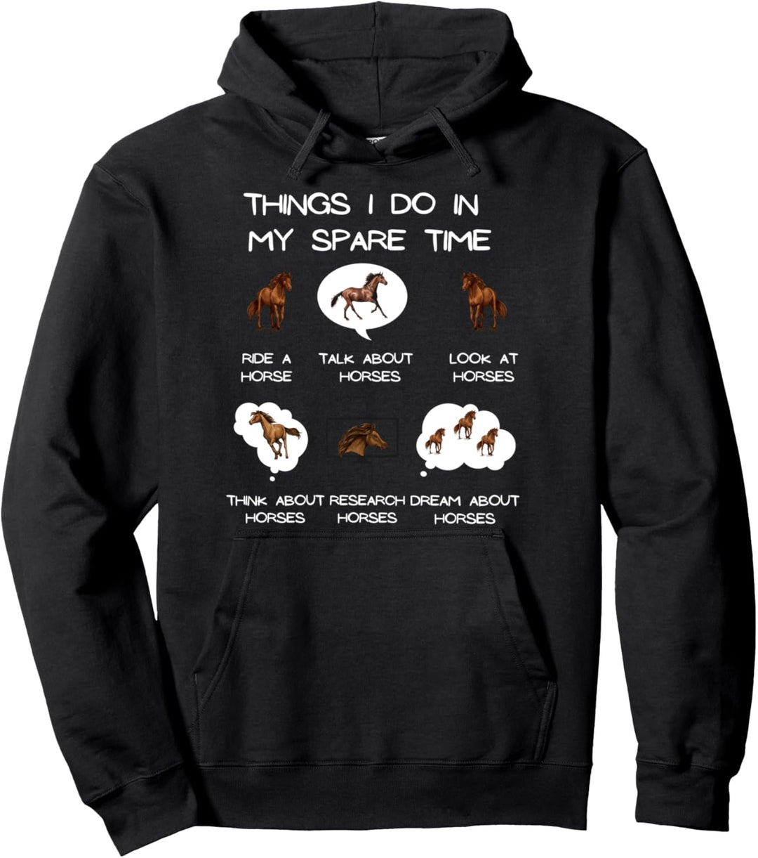 Was ich in meiner Freizeit tue, Pferde Reiter & Reiterin Pullover Hoodie
