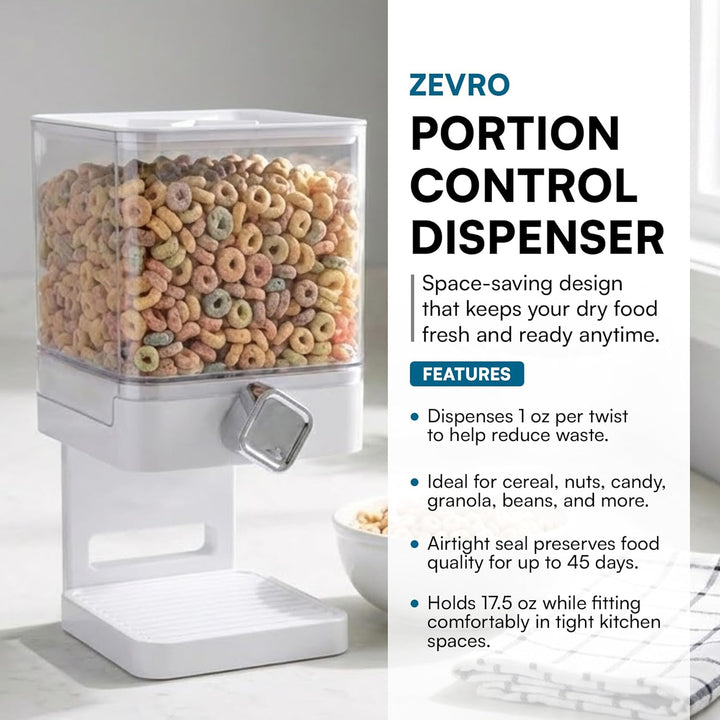 Honey-Can-Do ZevrO Trockenfutter KOMPAKT Edition Single Spender, Plastik, Weiss/transparent, White/C