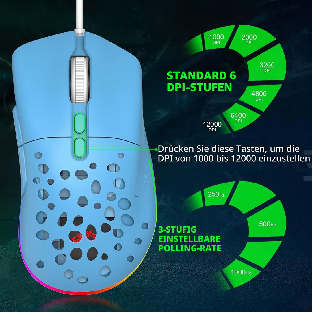 ZIYOU LANG D19 Mäuse Gaming-Maus, kabelgebundene Gaming-Mäuse für Laptop PC RGB-Maus Gaming, program