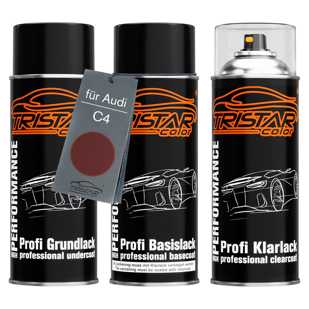 Autolack Spraydosen Set für Audi C4 Sherry Perl Grundlack Basislack Klarlack Sprühdose 400ml