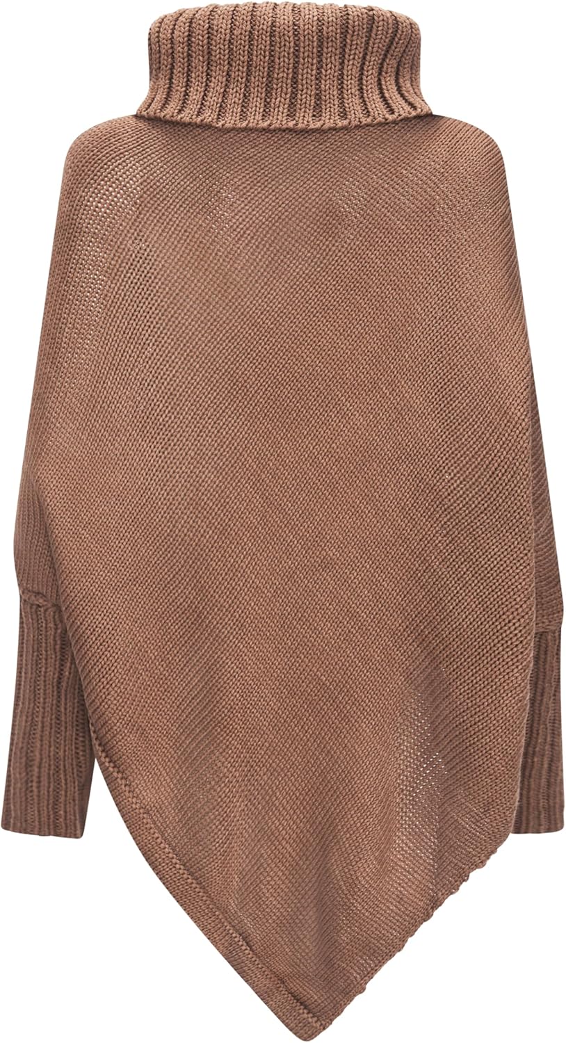 Mississhop Poncho Strick Sweatshirt Pullover Umhang Überwurf Einheitsgrösse 1-kakao, Einheitsgrösse