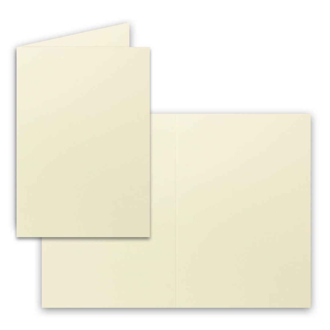 50 Faltkarten B6 - Vanille - Premium QUALITÄT - 11,5 x 17 cm - sehr formstabil - für Drucker geeigne