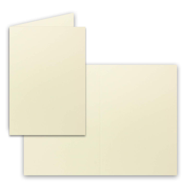 50 Faltkarten B6 - Vanille - Premium QUALITÄT - 11,5 x 17 cm - sehr formstabil - für Drucker geeigne