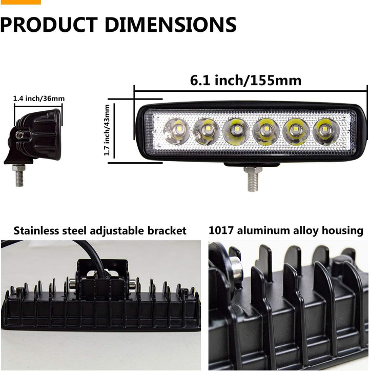 Willpower 10PCS Mini Led Arbeitsscheinwerfer Bar 6 Zoll 18W LED Scheinwerfer 12V 24V Spot Zusatzsche