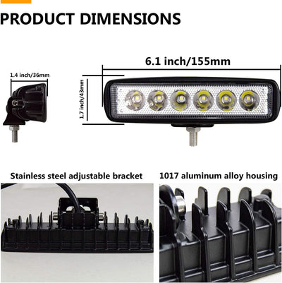 Willpower 10PCS Mini Led Arbeitsscheinwerfer Bar 6 Zoll 18W LED Scheinwerfer 12V 24V Spot Zusatzsche