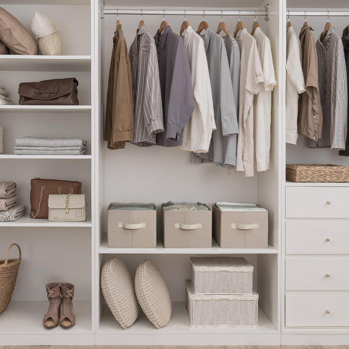StorageWorks grosse Aufbewahrungskörbe für Regale, Stoff Aufbewahrungsboxen für Schrank mit Griffen,