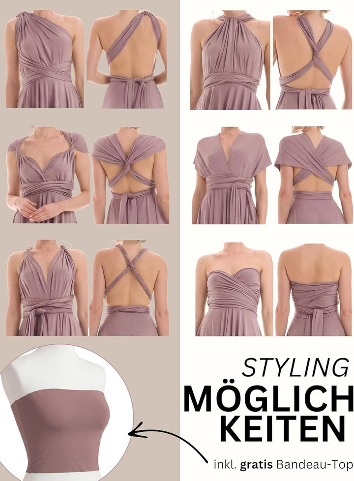 Juvell Brautjungfernkleider lang - Maxi-Kleid - Infinity-Abendkleid - Multiway-Wickelkleid - Abendkl