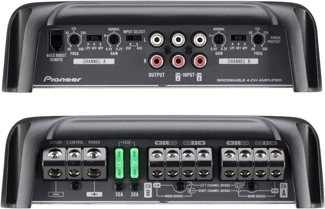 Pioneer GM-D9704 4-Kanal Class-D Verstärker (1.600 W), Variabler TPF & HPF, Sensor für Lautsprechere