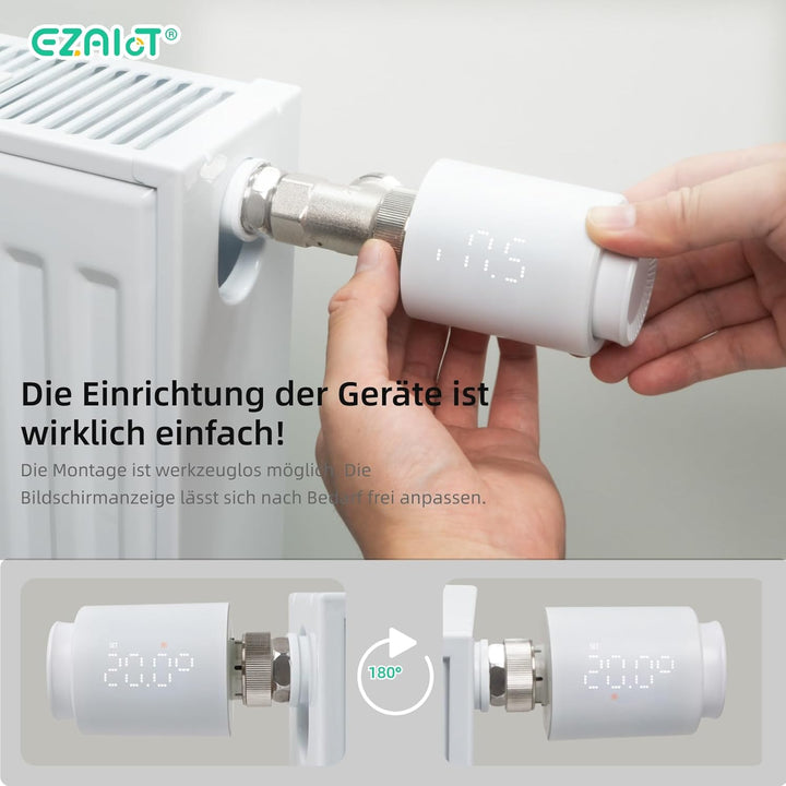 Smartes Blu Heizkörperthermostat mit App, Digitaler Heizungsthermostat programmierbar zur einfachen