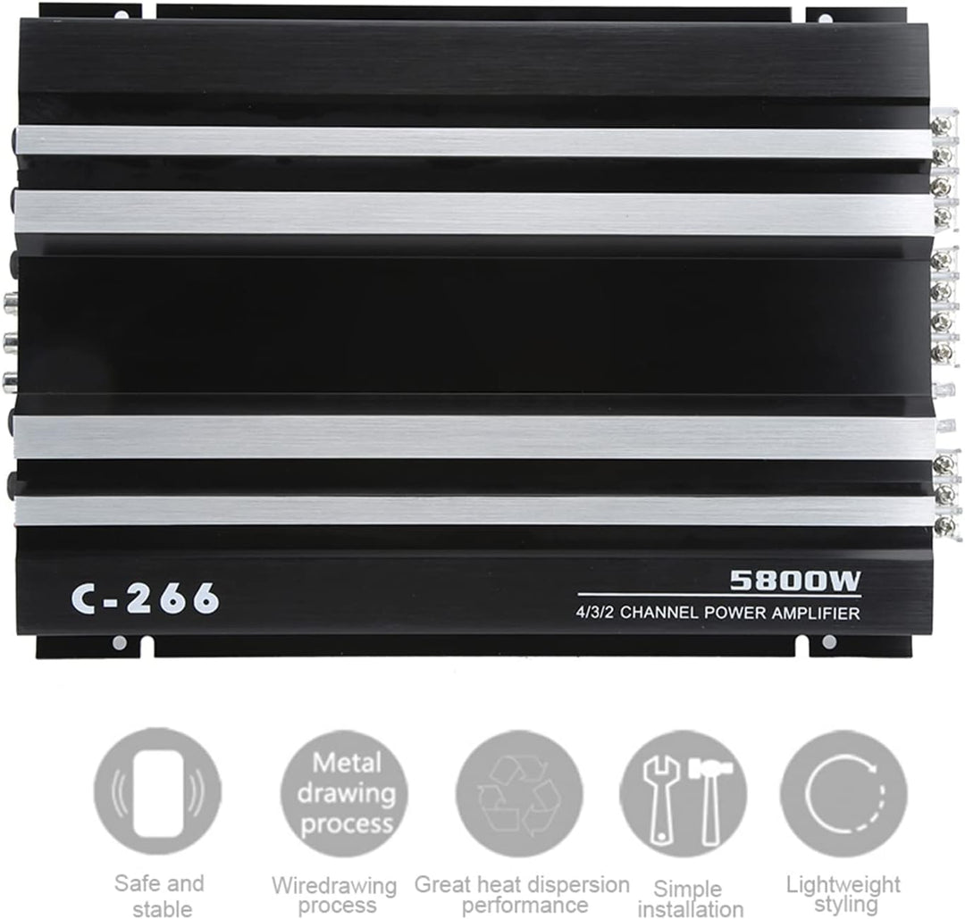 KIMISS Auto-Stereo-Verstärker, 5800 W, 12 V, Hochleistungs-Auto-Verstärker, Tragbarer Hi-Fi-Audio-St