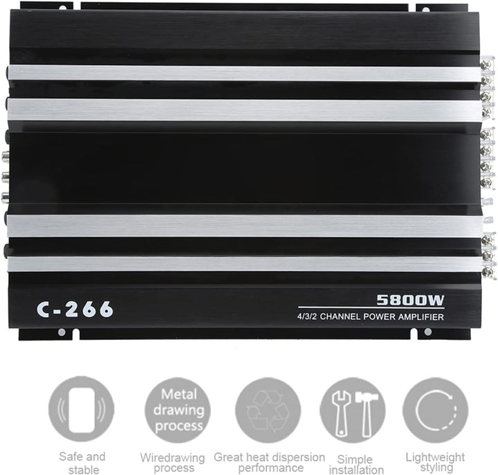 KIMISS Auto-Stereo-Verstärker, 5800 W, 12 V, Hochleistungs-Auto-Verstärker, Tragbarer Hi-Fi-Audio-St