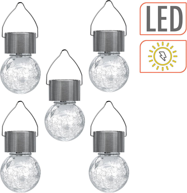 Spetebo 5x LED Solar Hängeleuchte - Garten Deko Solarleuchte Gartenleuchte Hängelampe