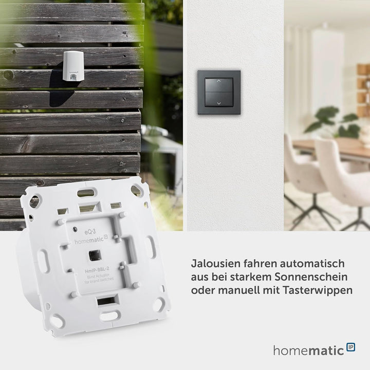 Homematic IP Smart Home Jalousieaktor für Markenschalter, Digitale Steuerung von 1 Jalousie oder Raf