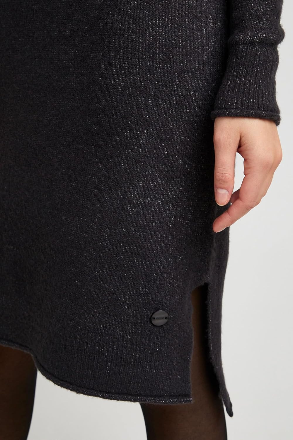 OXMO OXIda Damen Strickkleid Feinstrickkleid Kleid XS Dark Grey Melange (201147), XS Dark Grey Melan