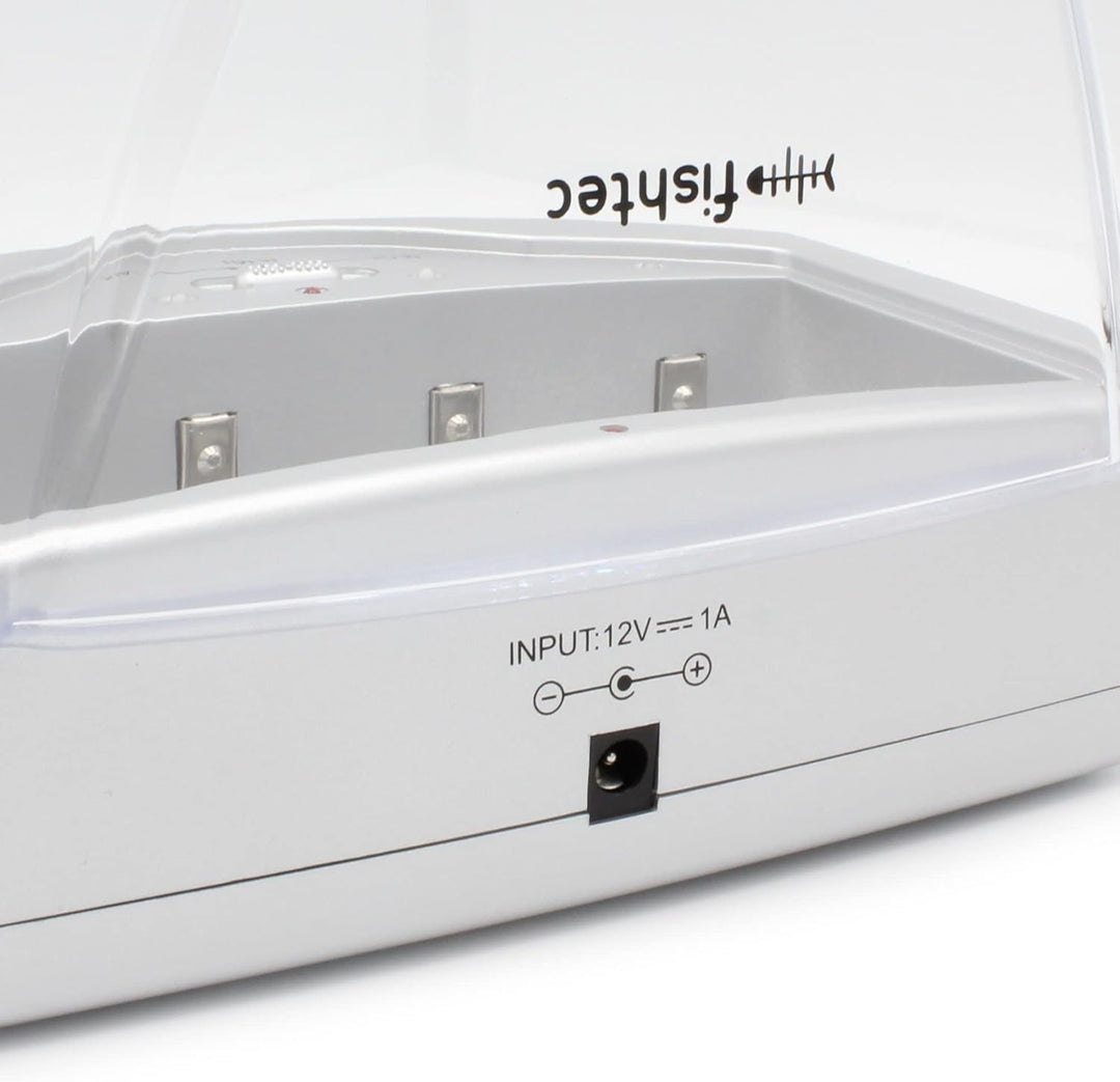 FISHTEC Universal Ladegerät für Batterien AA/LR6, AAA/LR3, C/LR14, D/LR20, 9V, NiCd und NiMh + ALKAL