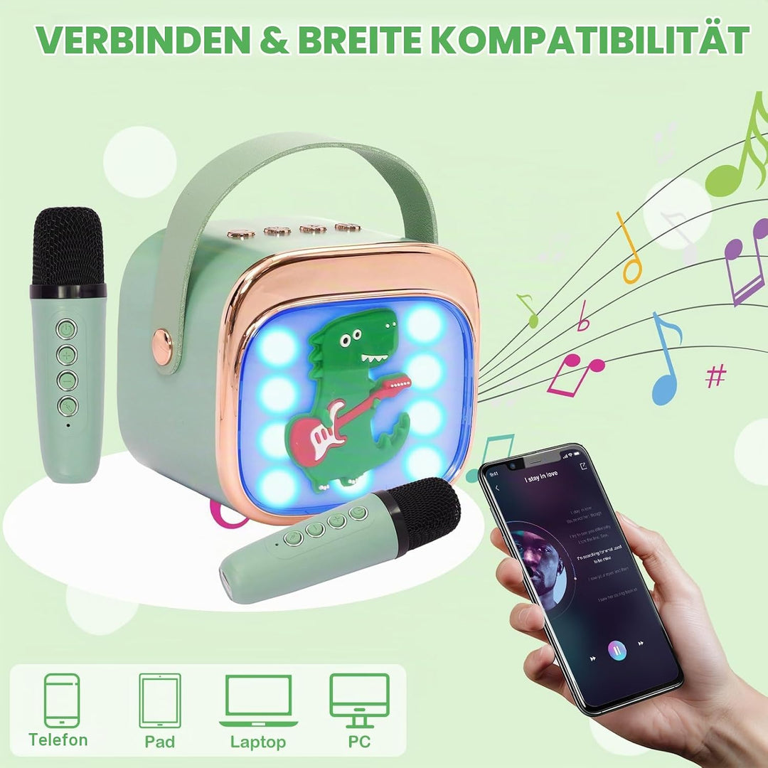 Karaoke Maschine Kind mit 2 Mikrofonen, Tragbarer Mikrofon, Mini Micro mit Stimmeffekten für Kind un