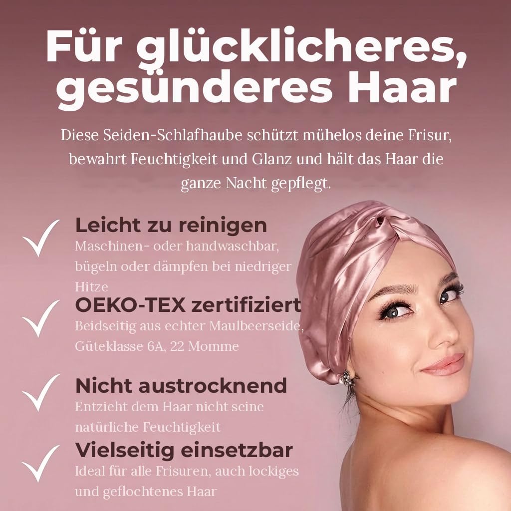 MATASSE Seidenhaube Zum Schlafen Aus 22 Momme Maulbeerseide, Verstellbares Bonnet Seide Für Damen, D