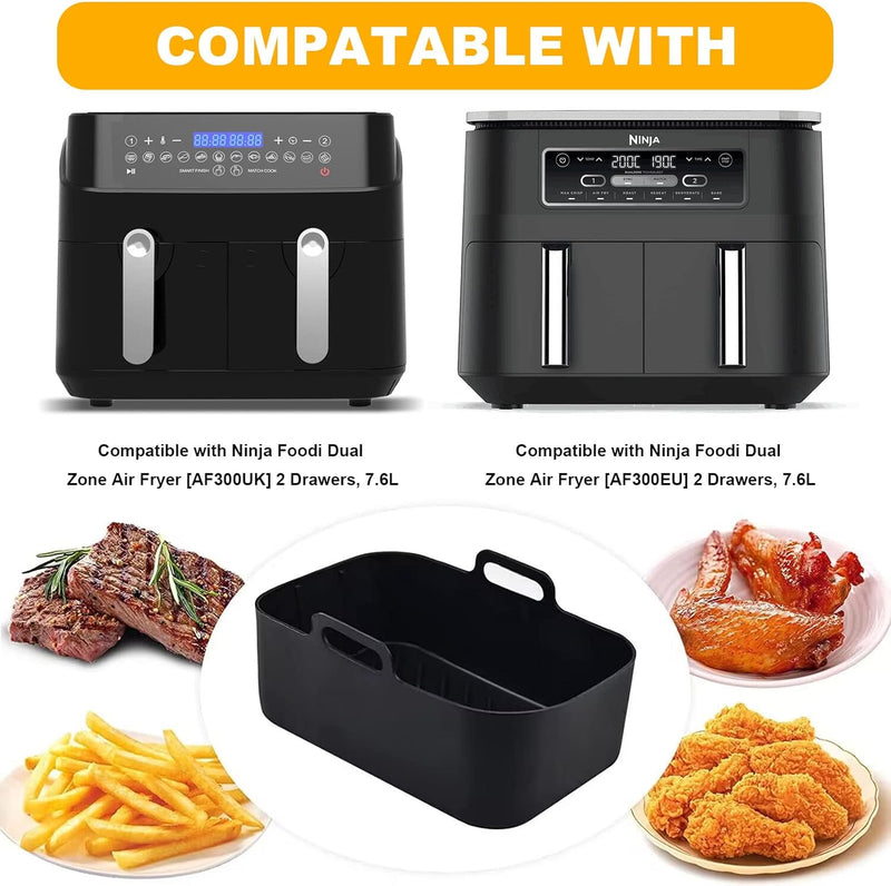 Pipihome Silikontopf für Ninjas Dual Air Fryer, 2PCS Silikon Air Fryer Liner Double Air Fryer Siliko