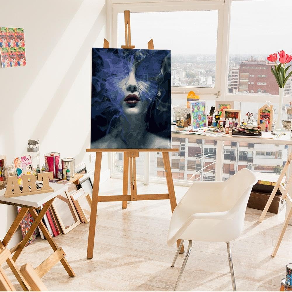 Artnapi Malen nach Zahlen Erwachsene mit Rahmen | DIY Handgemalt | Mädchen im Nebel | Kit für Anfäng