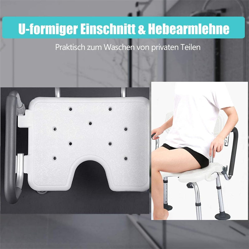 COSTWAY Duschstuhl höhenverstellbar, Duschhocker mit Duschkopfhalterung, Badehocker 100KG belastbar,