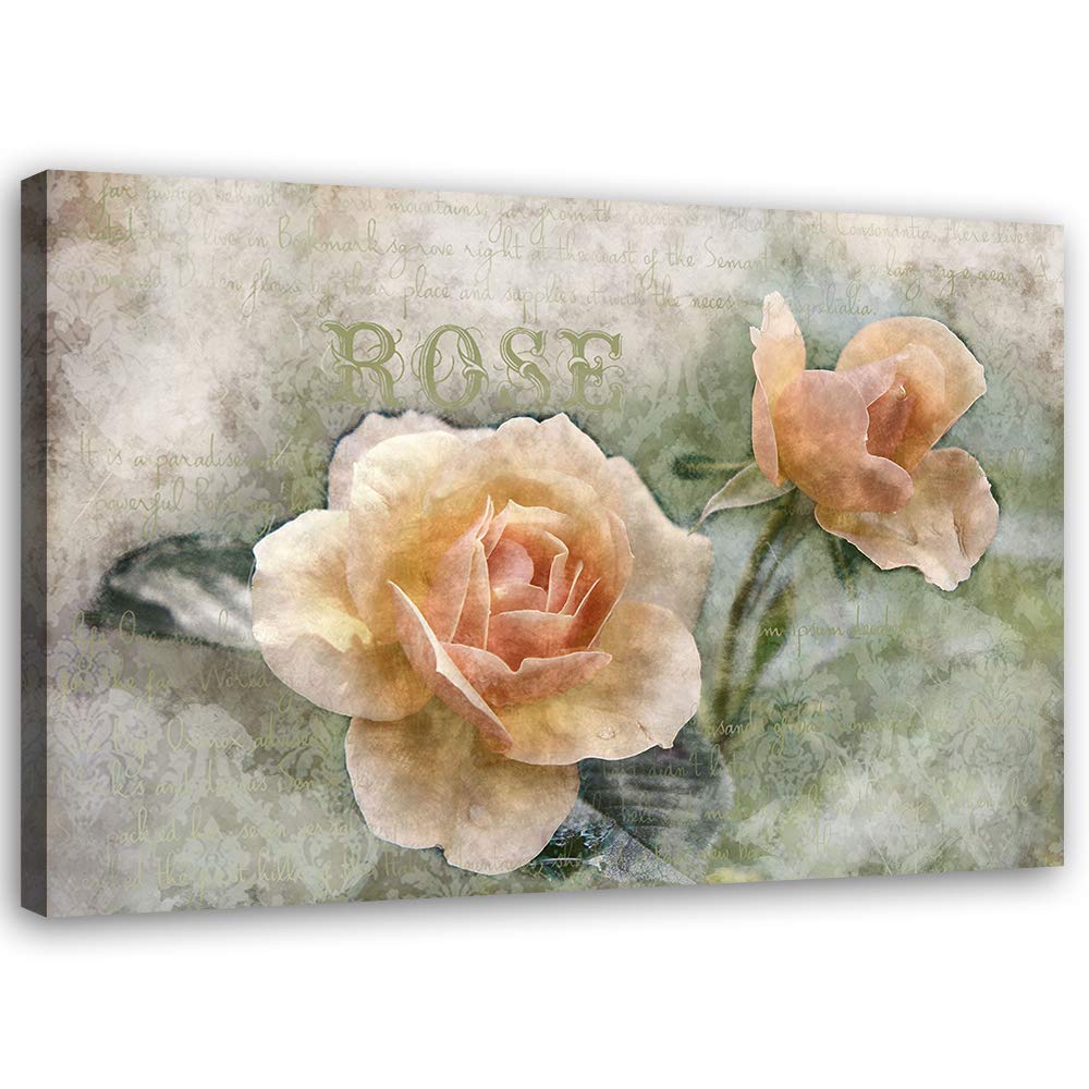 Feeby Bilder Blumen Orange Rosen XXL 90x60 cm 1Teilig Wohnzimmer Schlafzimmer Wandbilder Modern Bild